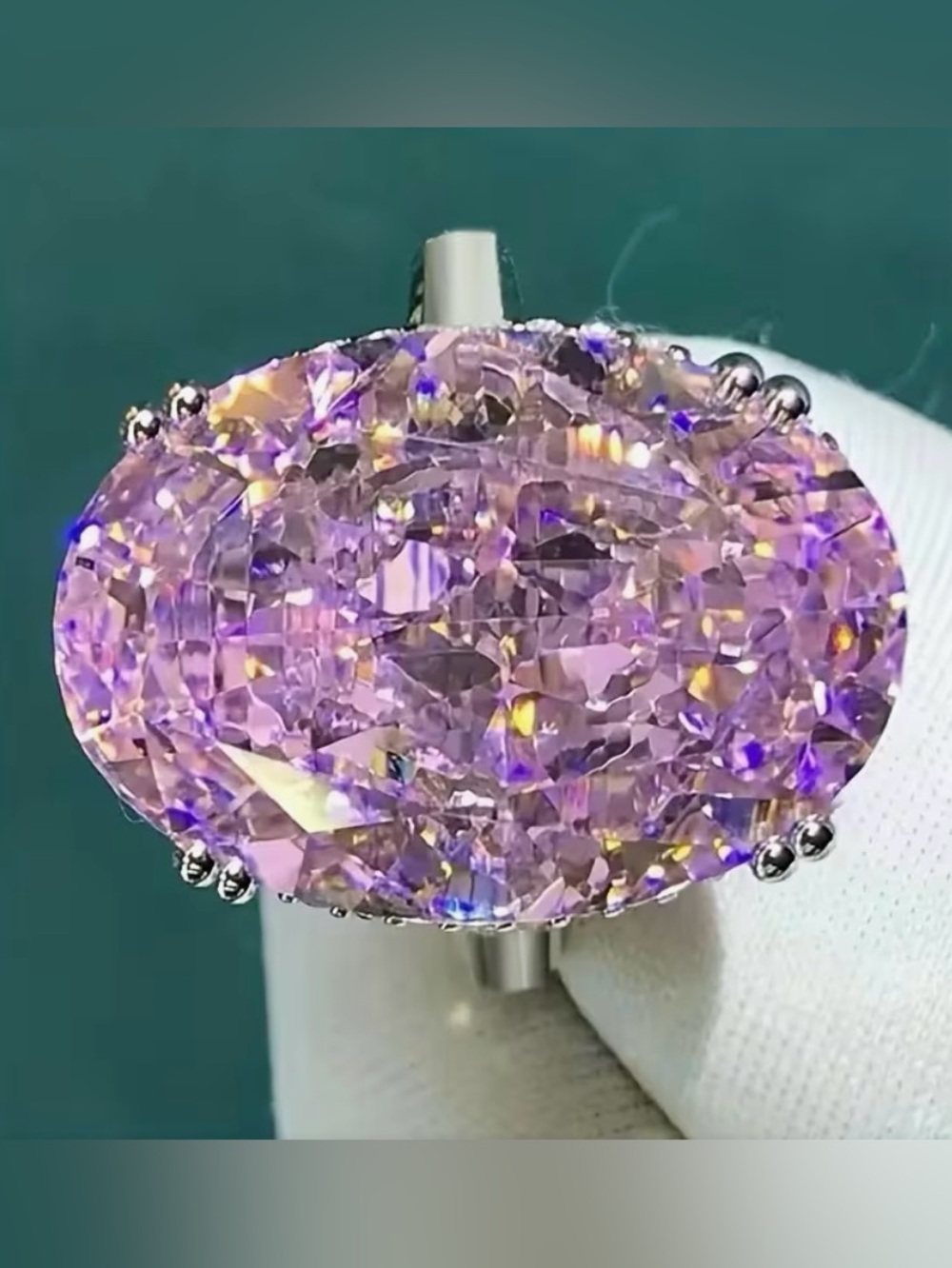 💕 Elegant Pink Lavender 7 Ct. Oval CZ  Ring - Women Jewelry 💕